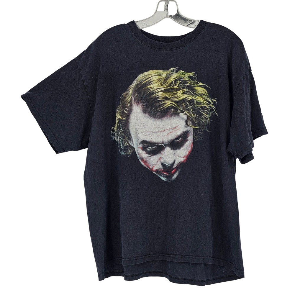 2008 Batman Dark Knight Joker Graphic T-Shirt XL Black Heath Ledger Goth Grunge
